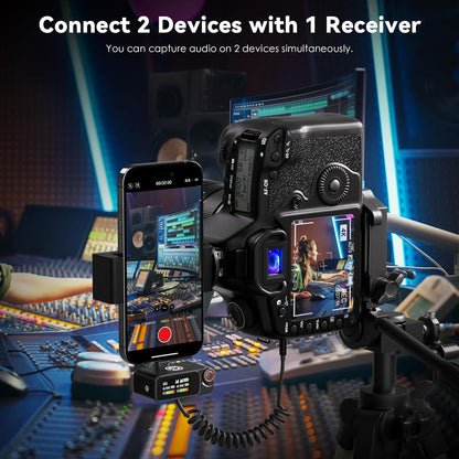 Wireless Microphone, AI Noise Cancelling with 56H Battery, 656ft Range & Wind Muff for iPhone/Android/Camera, Magnetic Clip-On for Streaming/Vlog/Interview