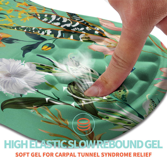 Ergonomic Mouse Pad Wrist Support with Memory Foam Massage Bulge, Carpal Tunnel Pain Relief Mousepad Wrist Rest for Mouse(12x8 inch, Pink Flowers)