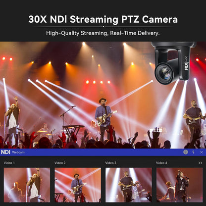 NDI AI Auto-Tracking IP PTZ Camera SDI/HDMI/USB3.0/LAN PoE 30X Optical + 16X Digital Zoom 1080P 60fps for Live Streaming Church Services Education Video Conference with OBS vMix and More