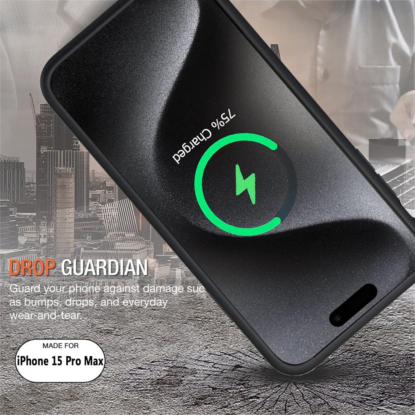 Battery Case for iPhone 15 Pro Max,12000mAh Rechargeable Portable Charging Case with Wireless Charging Compatible for iPhone 15 Pro Max (6.7 inch) with Carplay Extend Battery Pack Charger Case (Black)