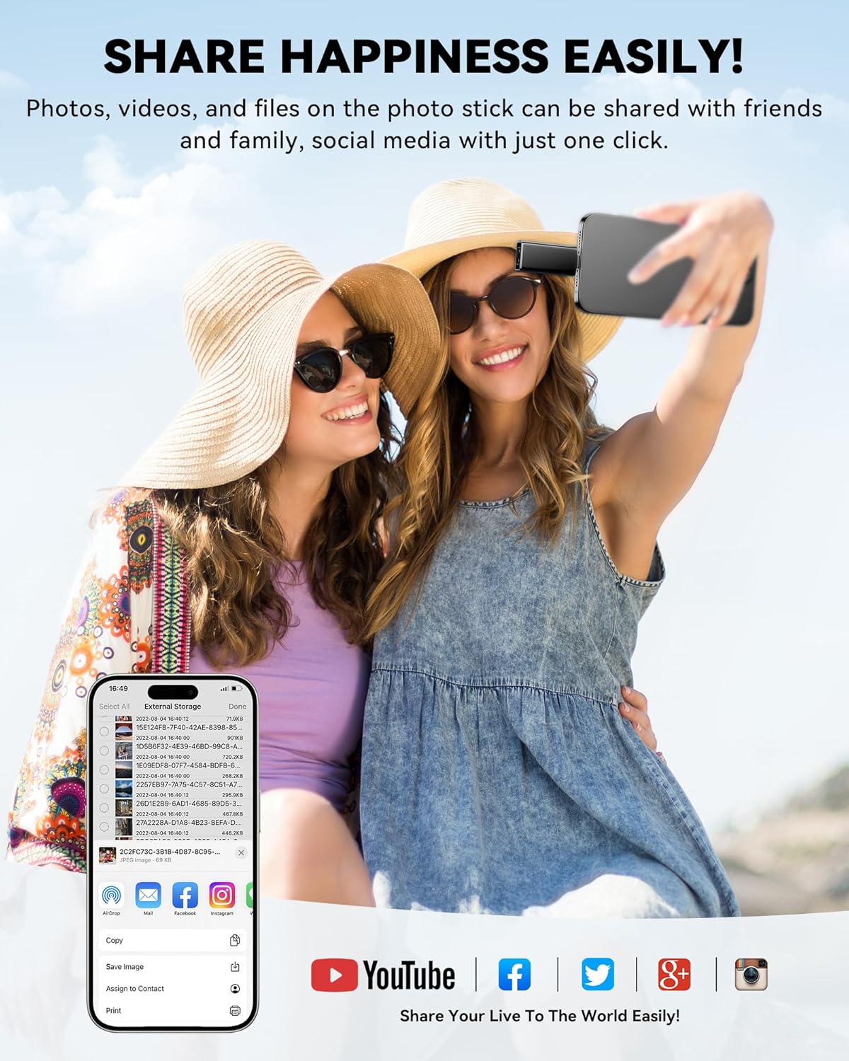 MFi Certified 256GB Flash Drive for iPhone iPad, Photo Stick for External Memory Storage, Easily Back Up and Save Photos Videos, USB Memory Stick Thumb Drive for iPhone/iPad/Android/PC (Black, 256GB)