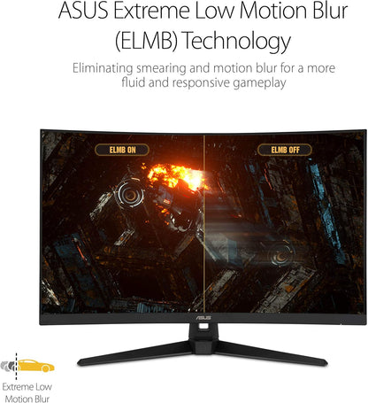 ASUS TUF Gaming VG328H1B 32” Curved Monitor, 1080P Full HD, 165Hz (Supports 144Hz), Extreme Low Motion Blur, Adaptive-sync, FreeSync Premium, 1ms, Eye Care, HDMI D-Sub