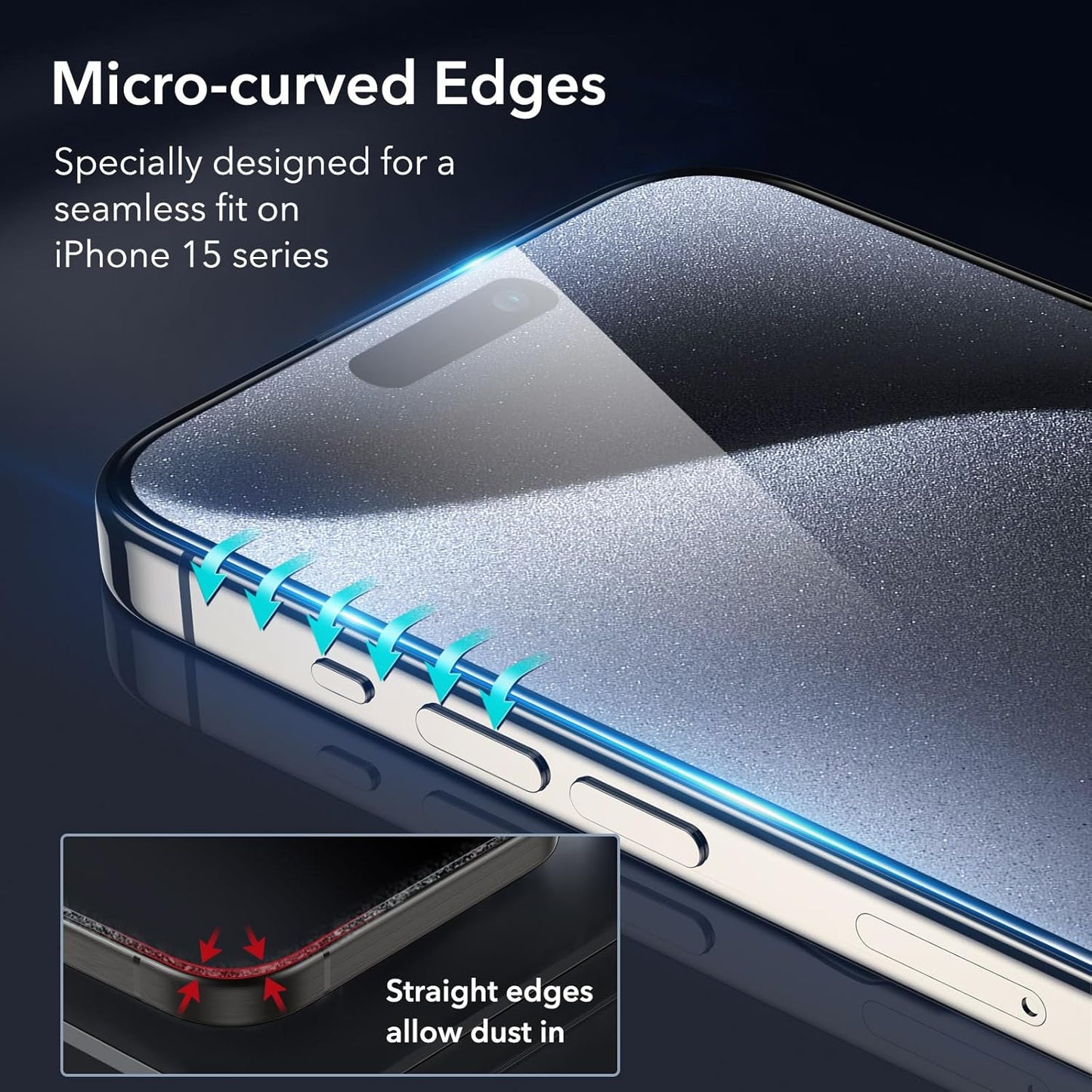 ESR 3 Pack for iPhone 15 Pro Max Screen Protector, [9H Hardness] [Military Grade Shatterproof] Full Coverage Tempered Glass Film with Flawless Fit Tray, HD Clear, Scratch Resistant