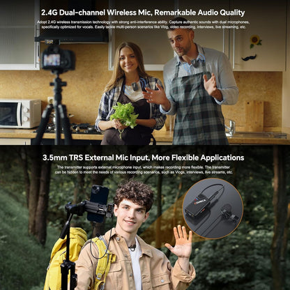 COMICA BooMax Wireless Lavalier Microphone for Cameras, Smartphones, 2.4G Internal Dual Lapel Mic with 32G Storage,Noise Cancellation,IPS Touchscreen for Vlogs, Interviews, Live Streamings,TikTok