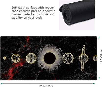 Galaxy Planet Large Mouse Pad,Gaming Keyboard Desk Pad,Extended Mouse Mat Non-Slip Rubber Base with Stitched Edges for Office Game Home XXL 35.4"x15.7"