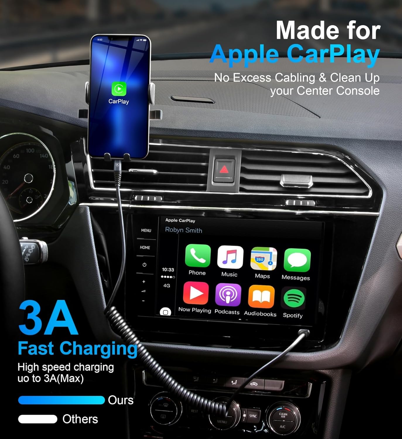 KIYODA USB Type C to Lightning Cable 6FT 2Pack, Coiled iPhone Charger Fast Charging for CarPaly Short USBC iPhone Cord for iPhone14/13/12/11 Pro Max/iPad/CarPlay-Black