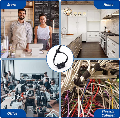 Cable Zip Tie Mounts Kit - 240 Set Wire Cable Clips Organizer Holders with 8" Cable Ties, Saddle Type Mounts Base and Tapping Screw, Black