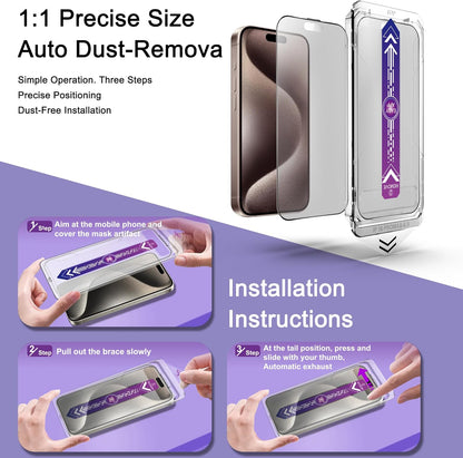 2 Pack Matte Screen Protector for iPhone 16 Pro Max, 9H Tempered Glass, Full Coverage, Anti-Fingerprint, Auto Dust-Elimination, No Bubble, Easy Installation