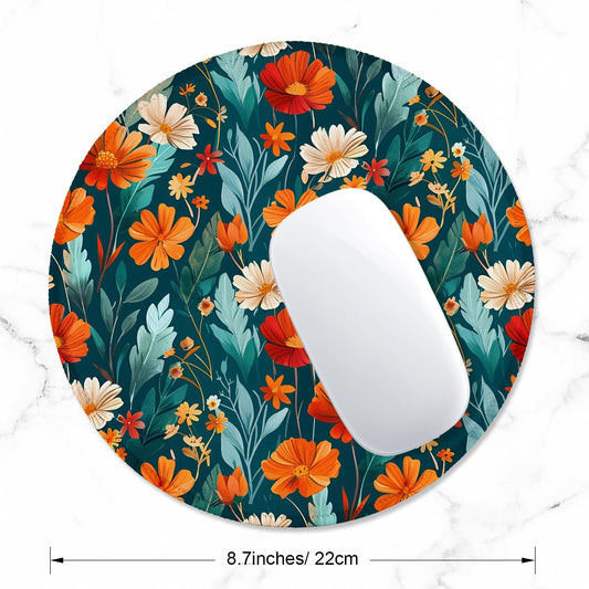 ITNRSIIET Round Mouse Pad with Stitched Edge Premium-Textured Waterproof Non-Slip Rubber Base Desktop Protection Mat Diameter 8.7 inches, Beautiful Flowers