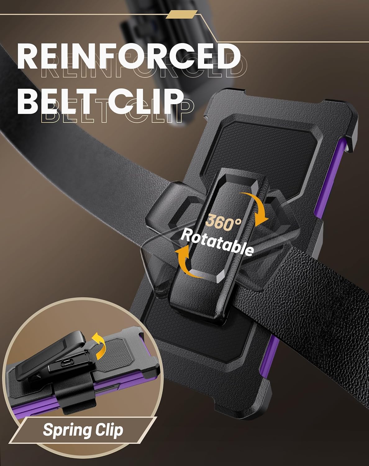 Vihibii for Samsung Galaxy Z Fold 6 Case Wallet with Belt Clip & Card Holder & Camera Lens Cover & Hinge Protection & Screen Protector, Full Body Cover Durable Case for Samsung Z Fold 6, Dark Purple