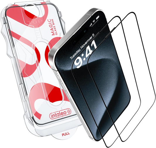 Tempered Glass Screen Protector for iPhone 15 Pro Max – Full Edge-to-Edge Protection 15 Pro Max Screen Protector with Applicator 9H Hardness Oleophobic Coating - Glass For Iphone 15Pro Max