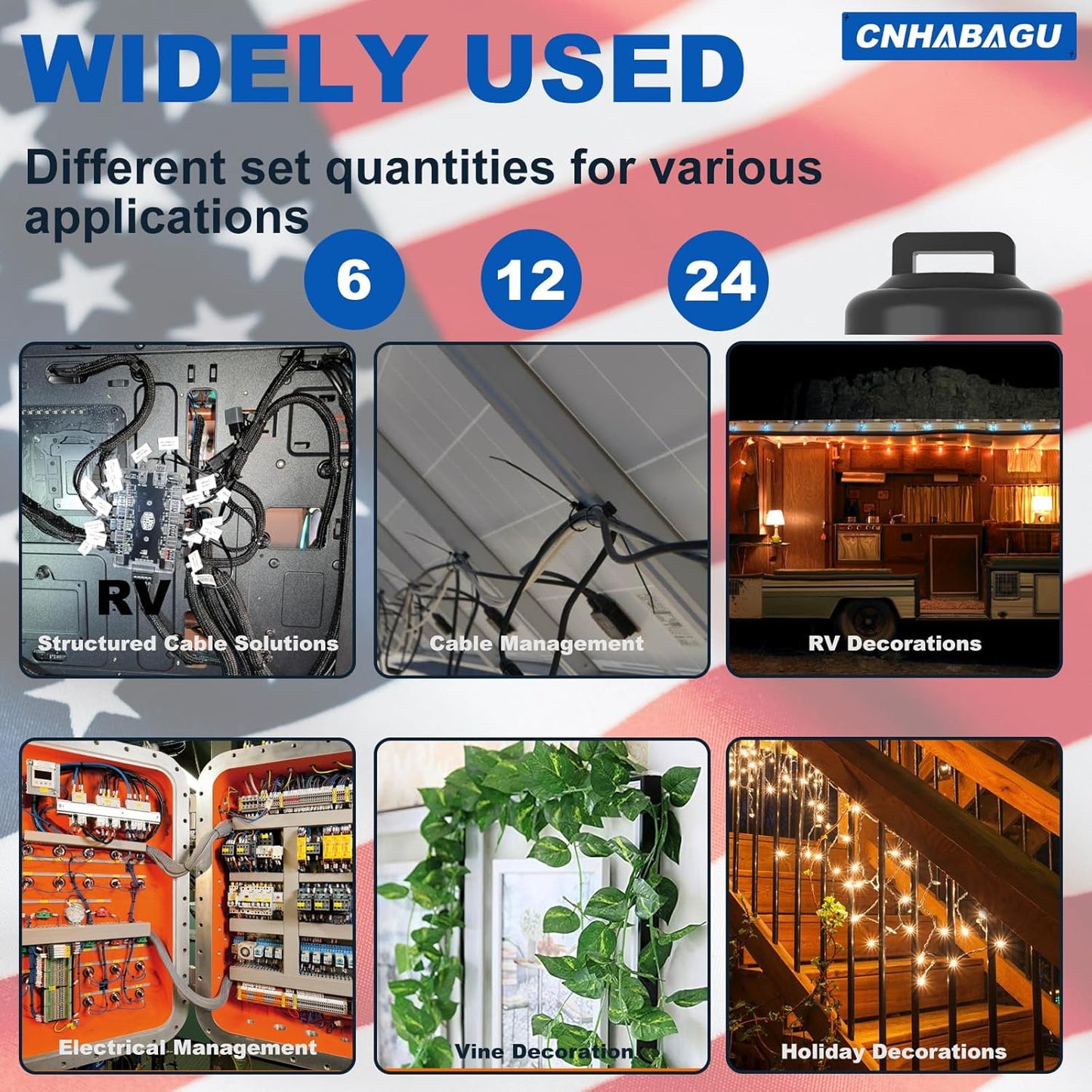 Magnet Zip Tie Mount Magnetic Zip Ties Mount Clips Base Holder Strong Multipurpose Wire Cable Holder Mount Wire Clips Management for Home Office Marine Electrical Wiring (12 Pcs, D19 Small)