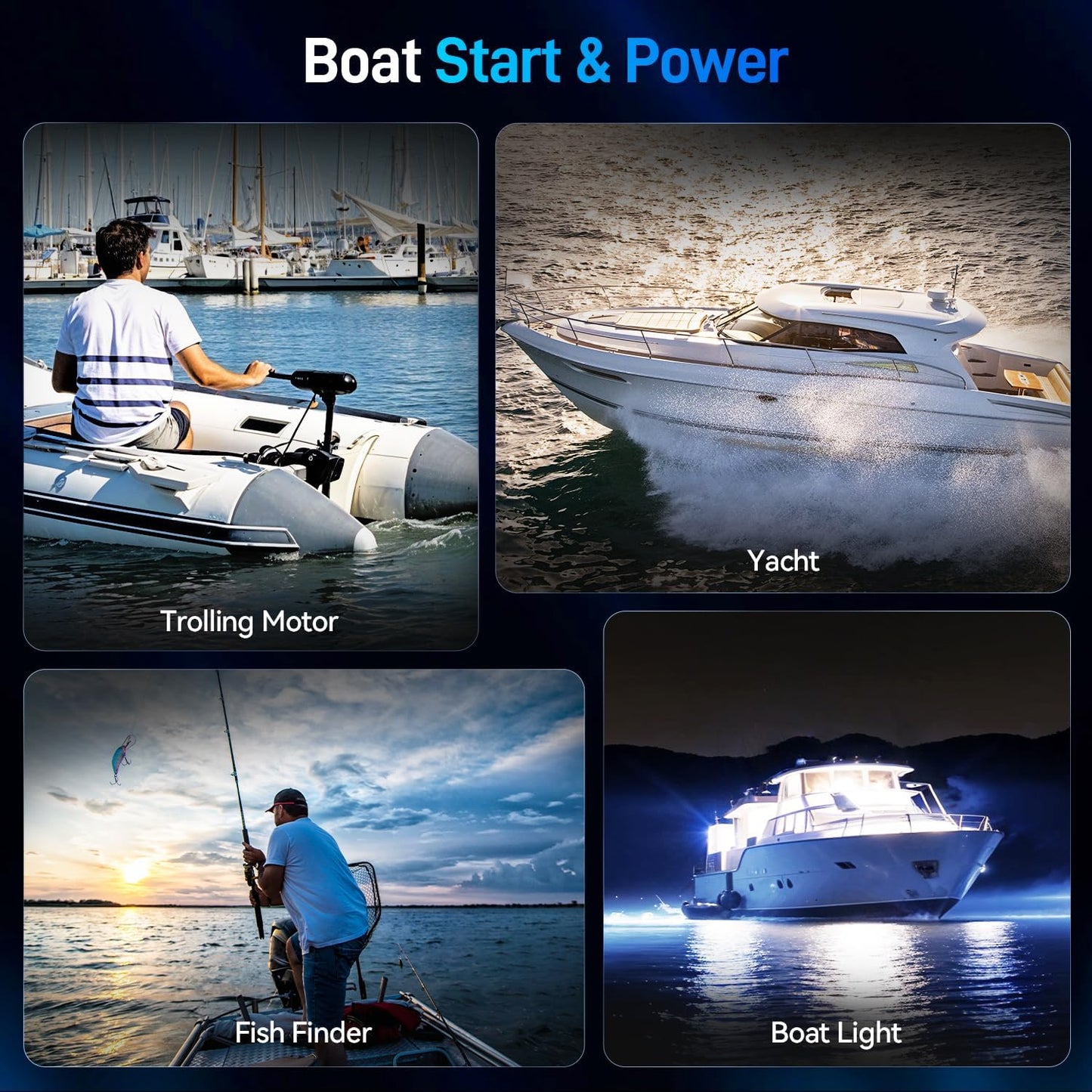 12V 100Ah Bluetooth LiFePO4 Battery, [Cranking &Deep Cycle] Lithium Battery with Self-Heating, Built-in 200A BMS, Perfect for Trolling Motor, RV, Marine, Boat(3 Pack)