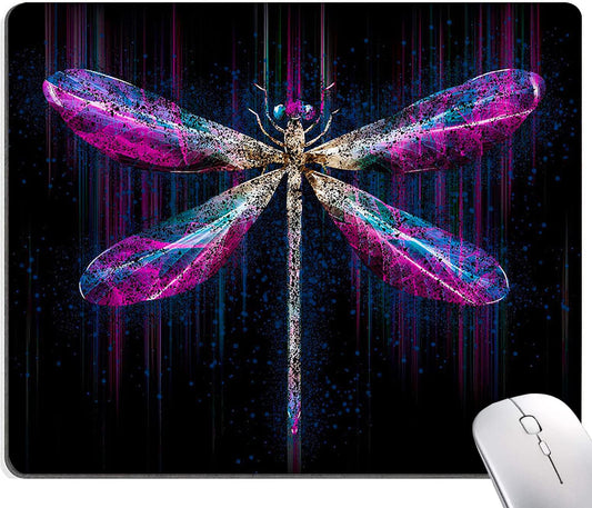 Hokafenle Mouse Pad, Purple Dragonfly Mouse Pad, Square Custom Mouse Mat Waterproof Mousepad Non-Slip Rubber Base MousePads for Office Home Laptop