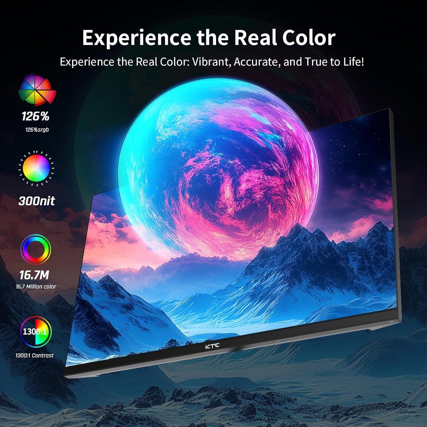 KTC 24.5 Inch 100Hz IPS Computer Monitor - FHD(1920 x 1080P), Anti-Blue Light Screen, 126% sRGB, 16.7M, Support FreeSync and GSync, PC Monitor for Casual Gaming and Working