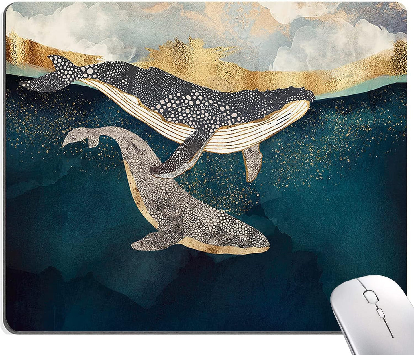 Whale Mouse Pad, Animals Art Mouse Pads, Mouse Mat Square Waterproof Mouse Pad Non Slip Rubber Base MousePads for Office Home Laptop, 9.5"x7.9"x0.12" Inch