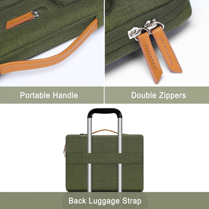 MOSISO 360 Protective Laptop Shoulder Bag,13-13.3 inch Computer Bag Compatible with MacBook, HP, Dell, Lenovo, Asus Notebook,Side Open Messenger Bag with 4 Zipper Pockets&Handle, Olive Green