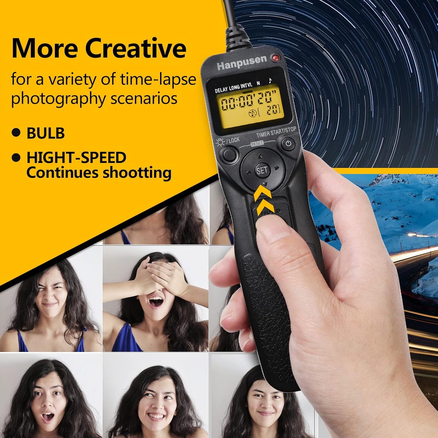 Camera Wired Timer Shutter Release, Camera Intervalometer Shutter Release Cords Compatible with Nikon Df, Z7, Z7 II, Z6, Z6 II, Z5, D750, D780, D5300, COOLPIX P950; Replaces Nikon MC-DC2