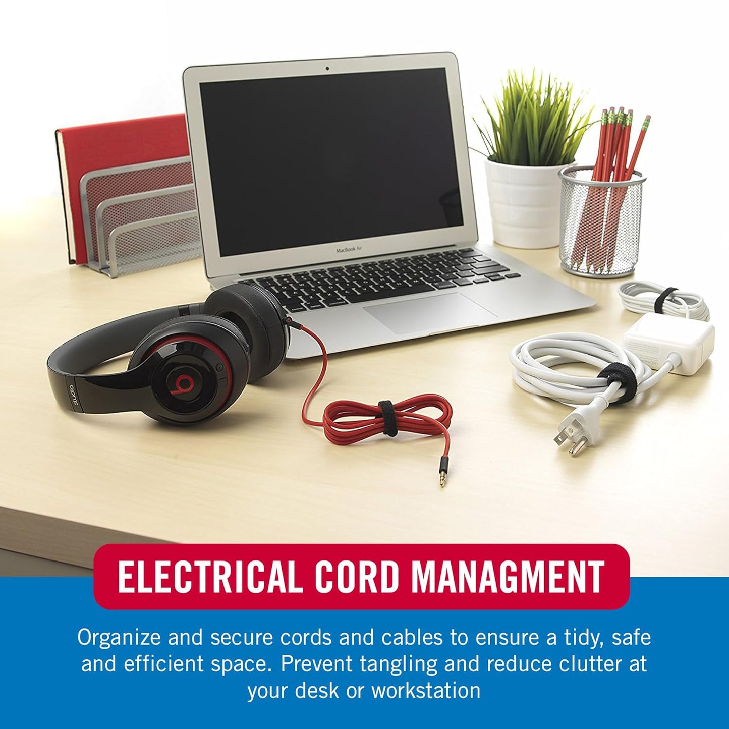 VELCRO Brand Reusable Cable Ties, 100 Pack 6 Inch Cable Management Ties, Cord Wraps for Electrical Cords, Black