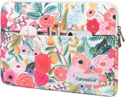 Canvaslove Floral Pattern Laptop Sleeve Case Cover with Pocket for MacBook Pro 14 inch and 14 inch-14.4 inch HP, Lenovo, Dell, ASUS, Acer Notebook Computer