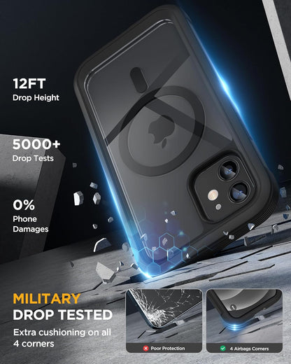 Miracase Magnetic for iPhone 12 mini Case, [360 Full-Body Protection & Complete Camera Guard], Drop & Scratch-Resistant, Shockproof, Stylish Clear iPhone Case, iPhone 12 mini Cover, Black