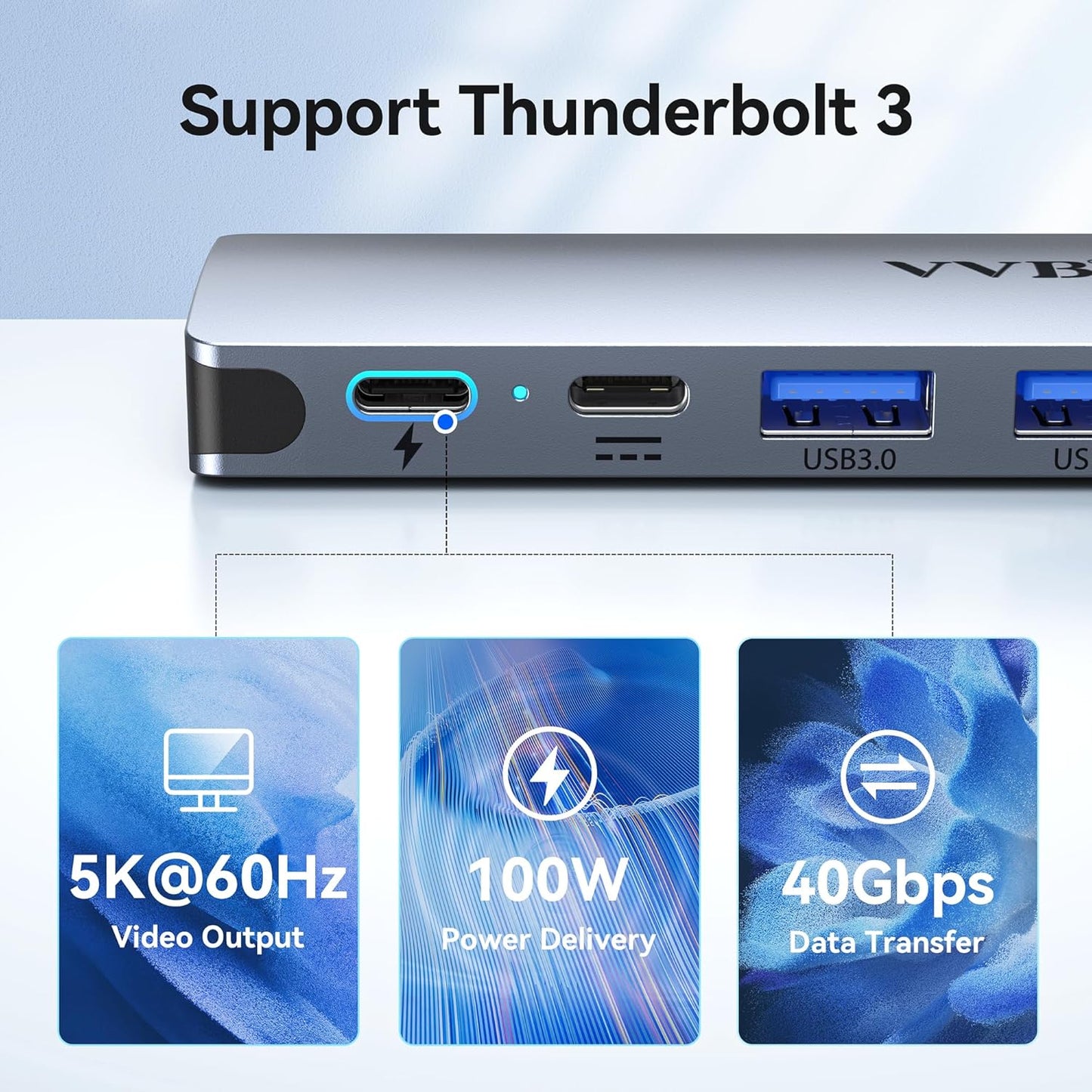 USB C Adapter for MacBook Pro Air M1 M2 M3 2021 2020 2019 13" 15" 16",USB C Hub Mac MacBook Pro Accessories Dongle USB C with 3 USB Ports+SD/TF Card Reader+100W Thunderbolt 3 PD Port+3.5mm Audio