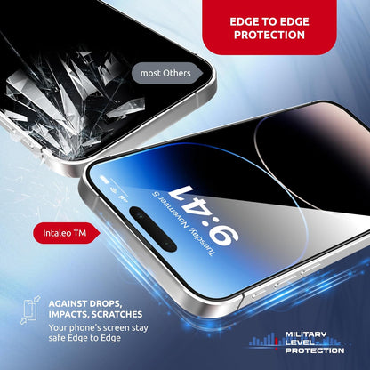 Tempered Glass Screen Protector for iPhone 14 Pro – Full Edge-to-Edge Protection, 9H Hardness, Oleophobic Coating - Screen Saver for iPhone 14 Pro with Applicator Set - Black Design