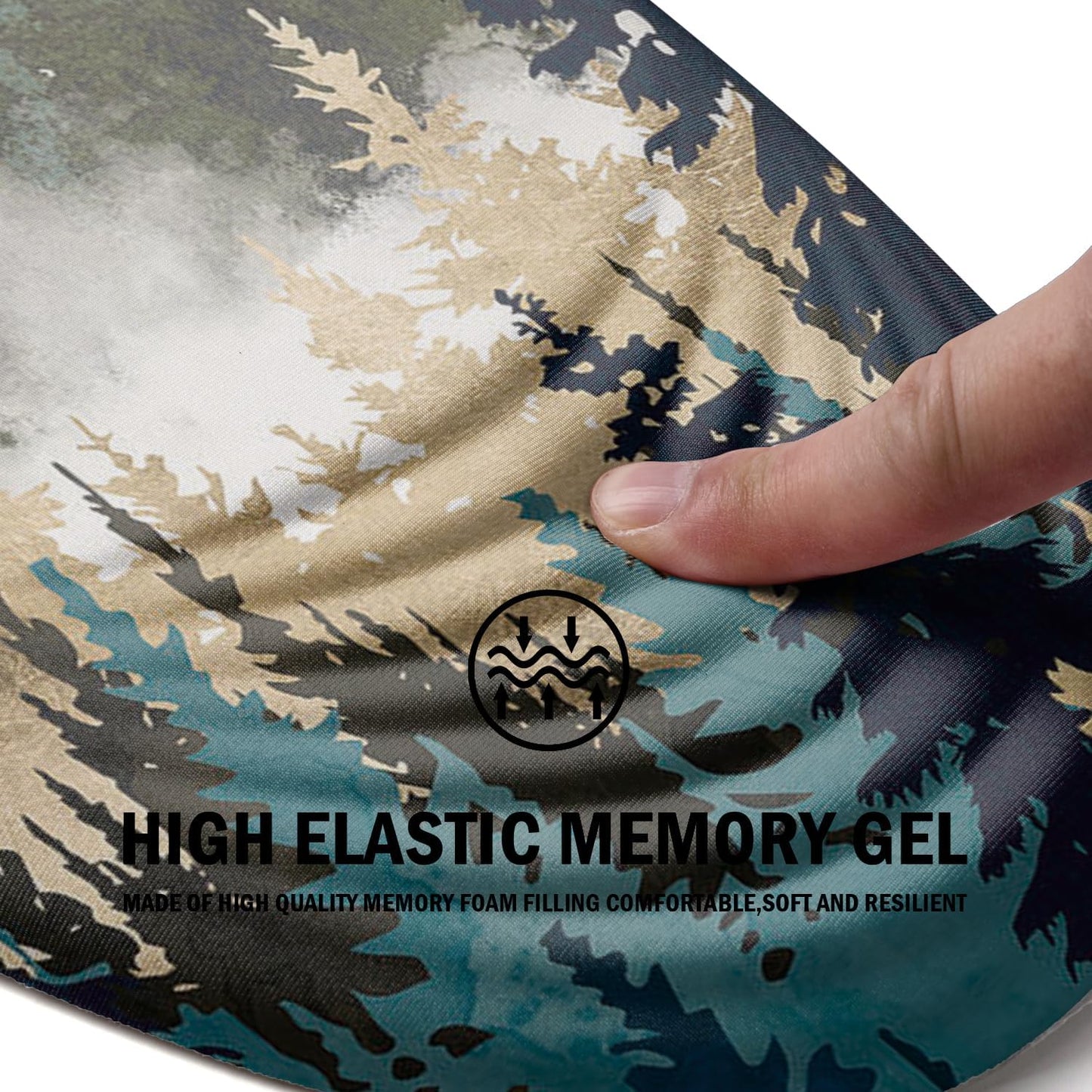 Ergonomic Mouse Pad with Wrist Rest Support, Memory Foam & PU, Forest Sunrise