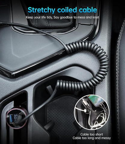 USB C Cable Fast Charging, 2Pack 3ft Coiled USB A to USB C Charge Cable for Car, USB-C Charging Cord Compatible with iPhone 16/15/Pro Max/Plus/Samsung Galaxy S20 S10 and More Type C Devices-Black