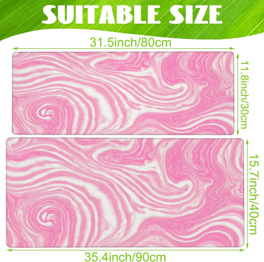 Desk Pad,Pink Marble Swirls Texture Desk Mat,Flow Liquid Waves Large Gaming Mouse Pad for Desk,Extended Big Computer Keyboard Mouse Pad with Non-Slip Base and Stitched Edge,31.5"x11.8"