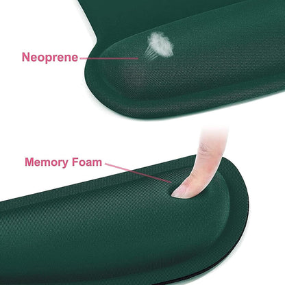 MOSISO Wrist Rest Support for Mouse Pad & Keyboard Set, Ergonomic Mousepad Non-Slip Base Home/Office Pain Relief & Easy Typing Cushion with Neoprene Cloth & Raised Memory Foam, Peacock Green