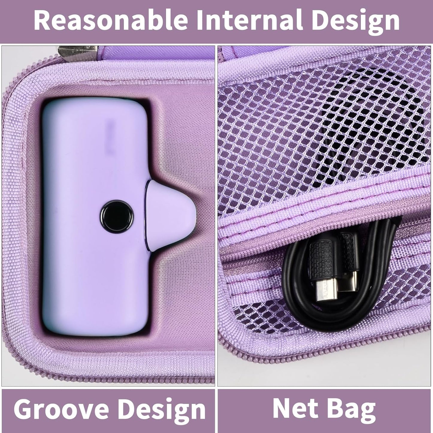 Portable Charger Power Bank Case for 2PCS Swyop/for Feob/for Charmast/for JEJILL/for LanLuk/for VEGER/for iWALK/for Taegila/for Kuulaa and More Small Charging Battery Pack - Bag Only (Purple)