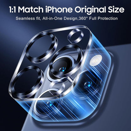 UniqueMe Compatible for 3 Pack iPhone 15 Pro/iPhone 15 Pro Max Camera Lens Protector, [Drop Protection] [Case Friendly] 9H Tempered Glass Camera Cover Screen [2023 New Version]- Blue