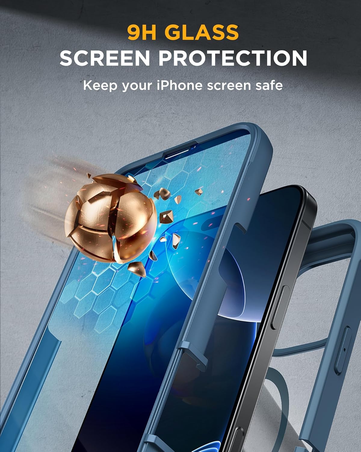 Miracase Magnetic for iPhone 16 Pro Case Full-Body Phone with Built-in Glass Screen Protector, [Compatible with MagSafe] Military Drop Proof 16 Pro Cover Bumper 6.3 inch, Blue