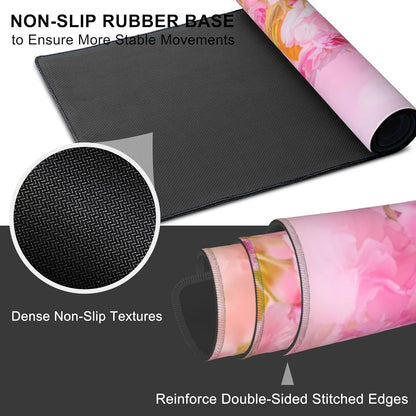 Mouse Pad, Large Pink Sakura and Butterfly Desk Mat, Extended Non-Slip Gaming Keyboard Mousepad Desk Pad, Thick Stitched Edges Waterproof Mouse Mat 31.5"x15.7" (Blossoming Cherry Flowers)