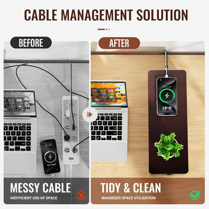 Cinati Large Cable Management Box, 15.8" Wooden Cable Organizer for Floor Wires Storage, Wall Mount Cord Hider Box for Electrical Cord Management, Power Strip Wire Organization for Desktop Home Office