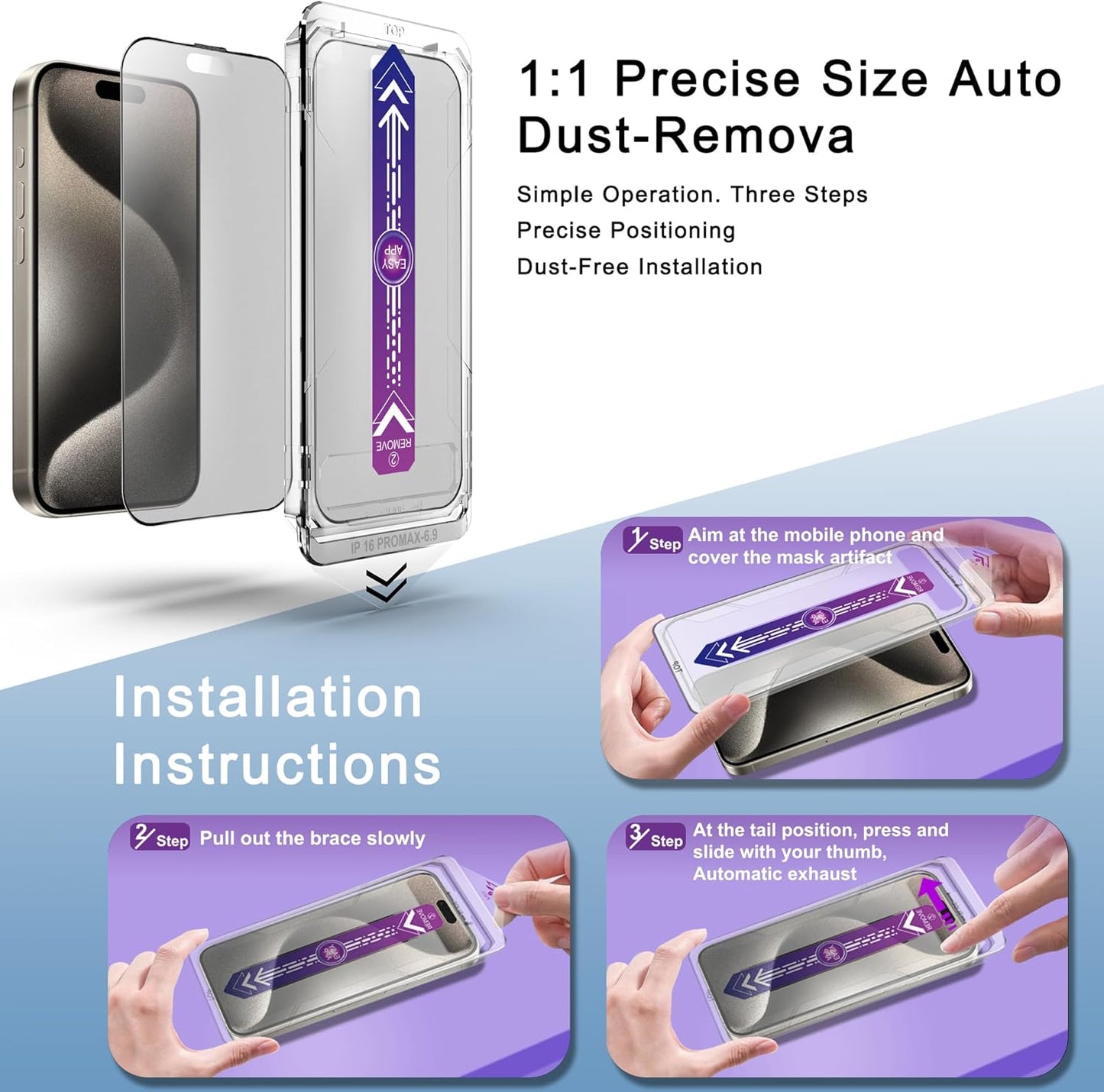 2 Pack Matte Screen Protector for iPhone 16 Pro Max 6.9-Inch Auto Dust Removal, No Bubbles, Tempered Glass Film, Easy Installation