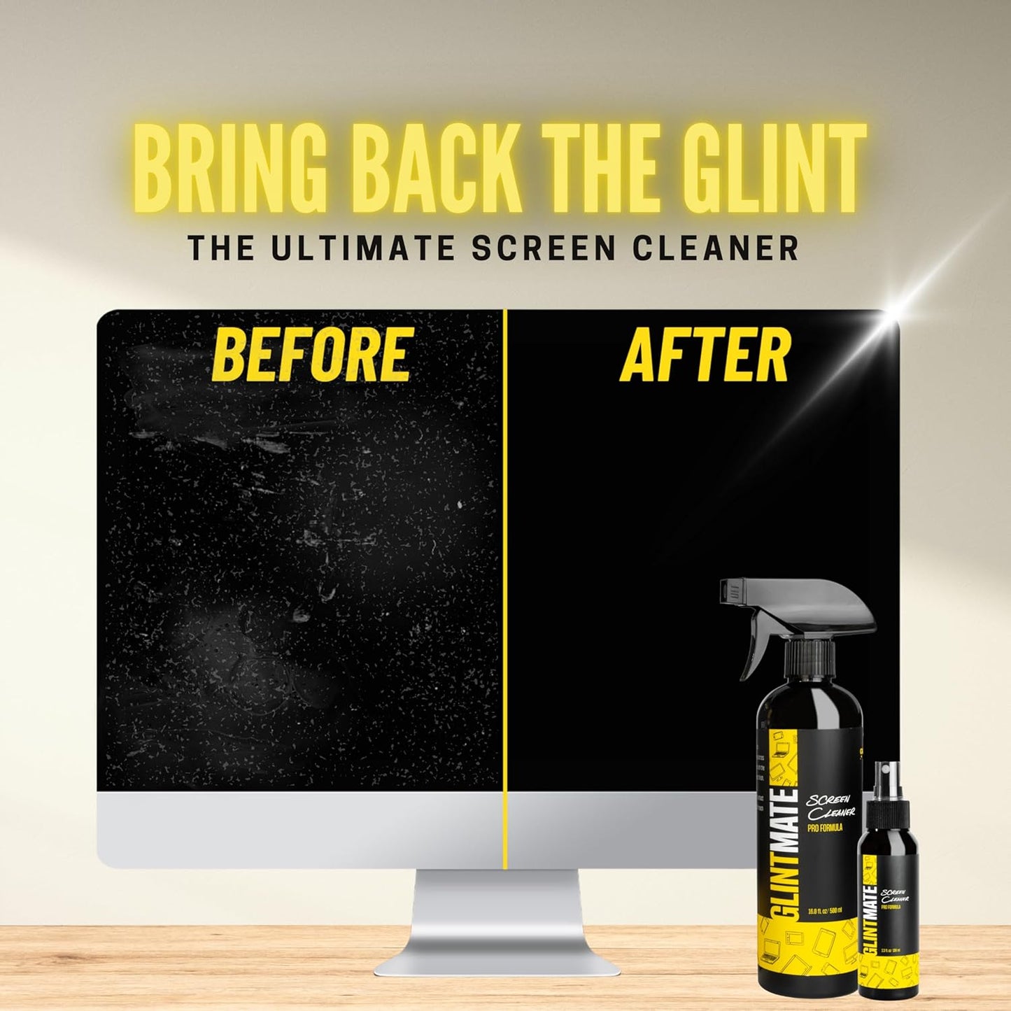 Screen Cleaner Spray (3.3oz - 100ml) - Streak-Free, Eco-Friendly Screen Cleaning Kit | Best for TV, Laptops, Computer Monitors, Phones, Tablets