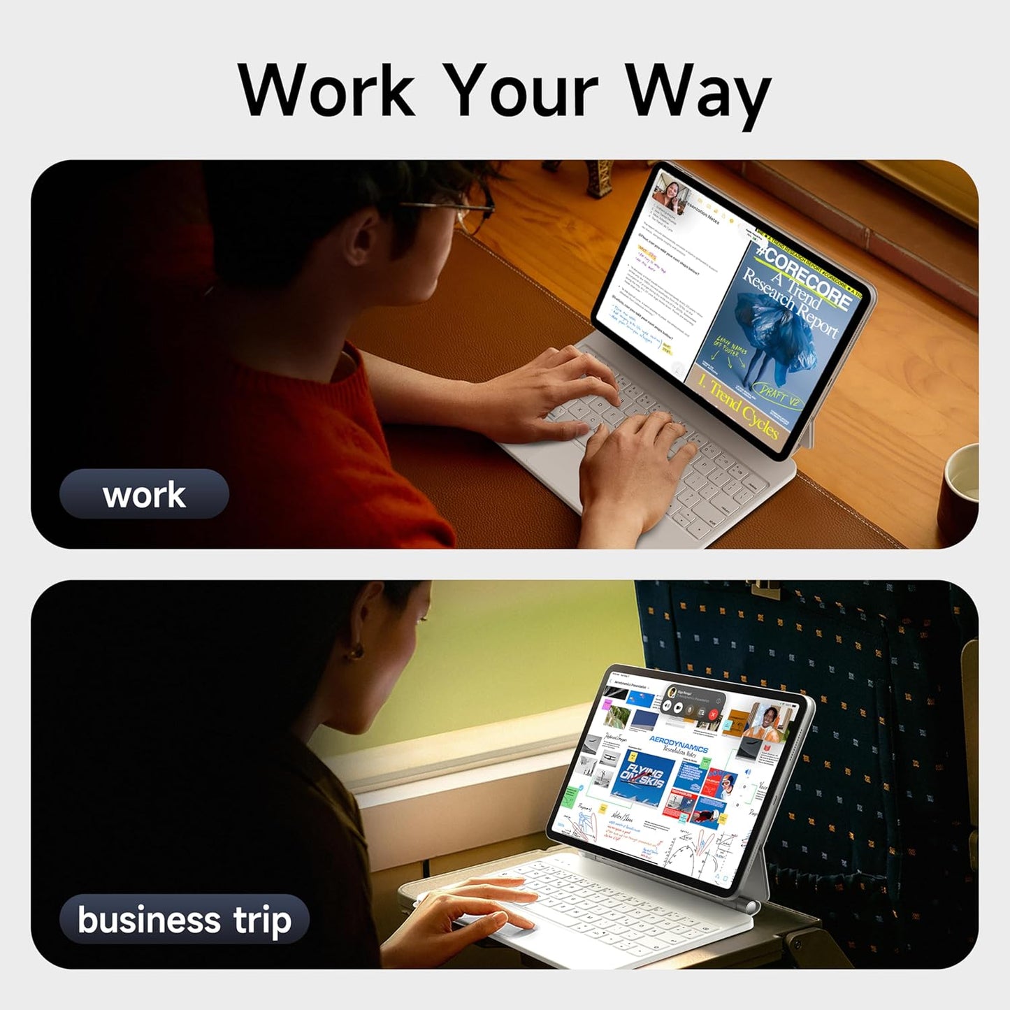 HOU iPad Pro 11 Inch Case with Keyboard(M4,2024,ONLY),iPad Pro 11 Inch (5th Gen) Keyboard Case,Multi-Touch Trackpad,7 Colors Backlight,Easy-Set Magnetic Stand,QWERTY White