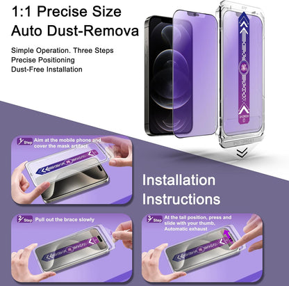 2 Pack Anti Blue Light Matte Screen Protector for iPhone 12 Pro/iPhone 12, 9H Tempered Glass, Full Coverage, Anti-Fingerprint, Auto Dust-Elimination, No Bubble, Easy Installation