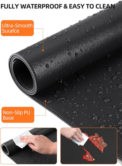 TopMade Mouse Pad with 15W Wireless Charging, XXL Large Leather Desk Mat, Waterproof Gaming Mousepad Home Office Desk Pad Protector, Computer Keyboard Pad, Mouse Mat for for MacBook, PC, Laptop, Black