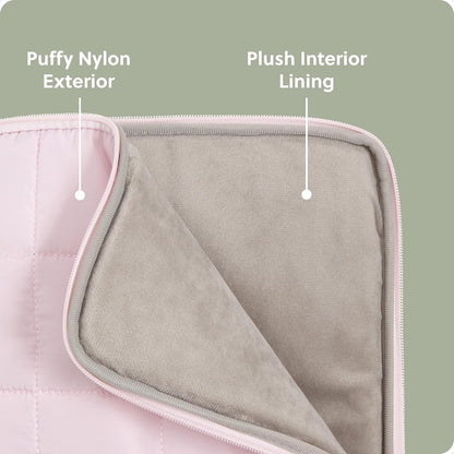 U Brands Nylon Puffer Zipping Large Laptop Sleeve, 9.75" x 13", Computer Accessories, Laptop Bag for MacBook Pro, MacBook Air, Chromebook, HP Computer, Petal Pink