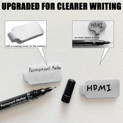 Mr-Label – 40 Pcs 0.78" x 3.54" Hook and Loop Cable Labels –Cord Tags – Upgraded Writable Cable Wraps for Clear Writing - Writable Wire Labels for Cable Management | Electronics Computers (White)