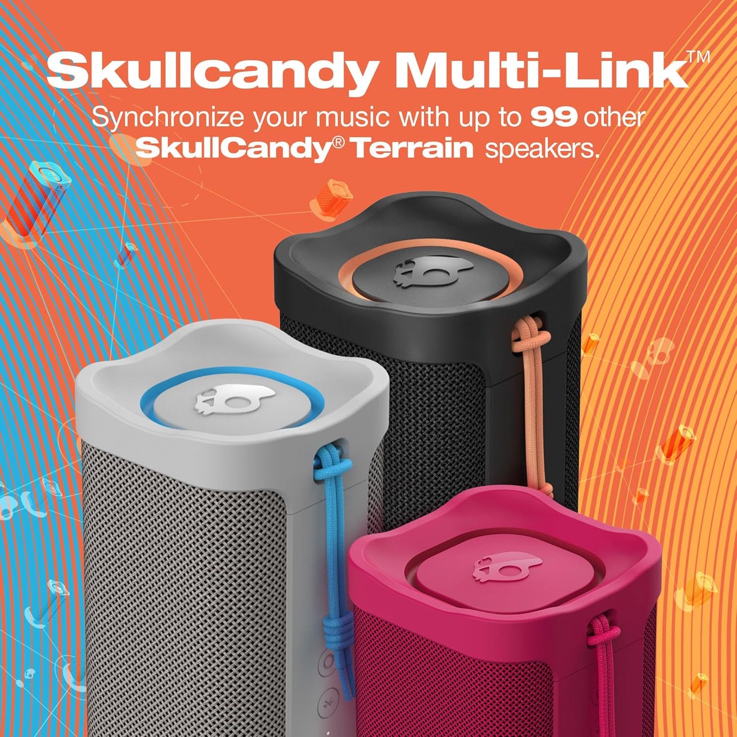 Skullcandy Terrain XL Wireless Bluetooth Speaker - IPX7 Waterproof Portable Speaker, 18 Hour Battery, Nylon Wrist Wrap, True Wireless Stereo (Green)
