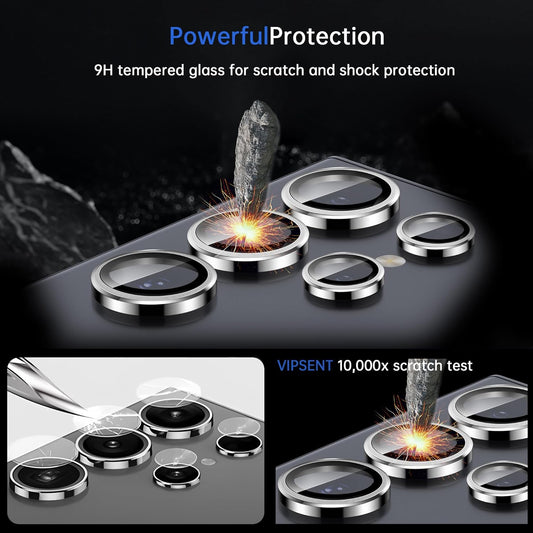 For Samsung Galaxy S25 Ultra Camera Lens Protector, Individual Lens Protector, Ultra HD 9H Tempered Glass Screen Protective Cover, Anti-scratch, Military Grade Drop Protection 2 Set. (Titanium Silver, S25 Ultra)
