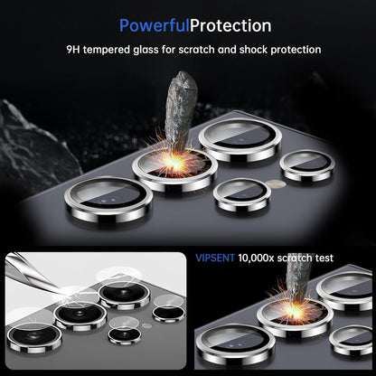 For Samsung Galaxy S24 Ultra Camera Lens Protector, Individual Lens Protector, Ultra HD 9H Tempered Glass Screen Protective Cover, Anti-scratch, Military Grade Drop Protection 2 Set. (Titanium Silver, S24 Ultra)