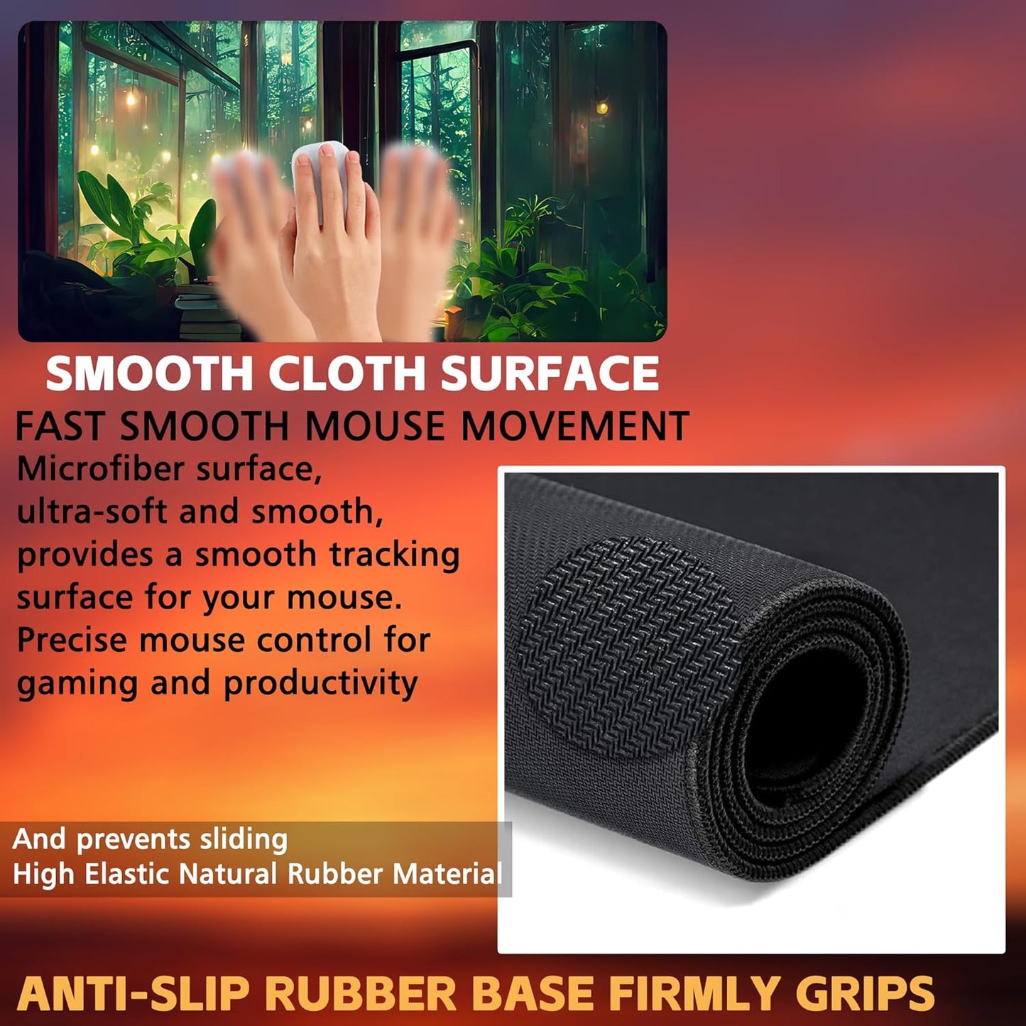 Desk Mat, Window View of Forest Desk Pad, Green Atmosphere Large Gaming Mouse Pad for Desk, 31.5"x15.7" Extended Big Computer Keyboard Mouse Pad with Non-Slip Base and Stitched Edge