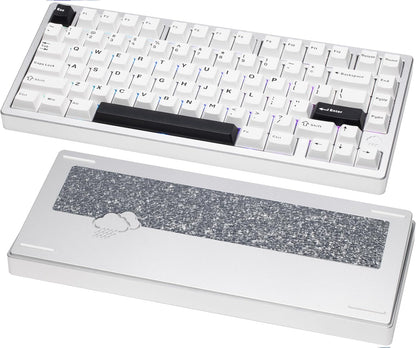 KEEBMONKEY WOBKEY Rainy 75 CNC Aluminum HMX/JWK/Cocoa Switches Triple-Mode Connectivity Mechanical Keyboard with Superior Acoustics, RGB/FR4/Silver SUS304/7000mAh/Cocoa Switch (Pro - Silver)