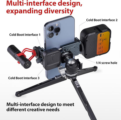 Metal Phone Tripod Mount Adapter Adjustable Phone Mount for Tripod with Arca Base Universal Metal Adjustable Clamp Phone Holder for Tripod (Quick Release Cell Phone Clip)