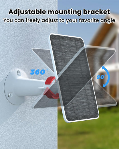 Solar Panel Charger Compatible with Vision Well Battery Powered Wireless Outdoor Security Cameras, 5W Solar Panels Charging with IP65 Waterproof 10ft USB-C Cable & Secure Wall Mount, 2 Pack